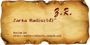 Zarka Radiszló névjegykártya